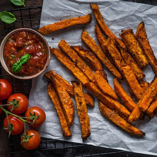 Patate dolci al forno con salsina al pomodoro Patate dolci al forno con salsina al pomodoro