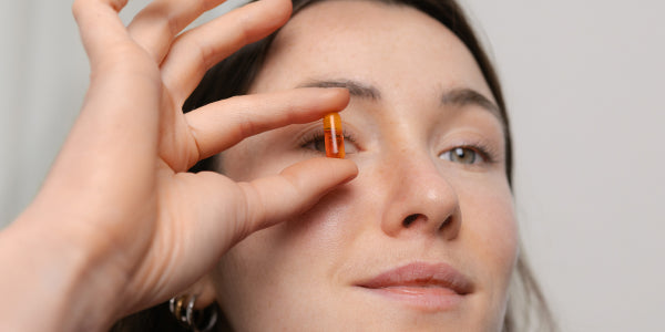 Capsula di curcuma in mano